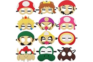 CORPOWER 12Pcs Felt Mask, Birthday Game Themed Masks, Cosplay Party Masks, Felt Masks, Children's Party Masks, Character Masquerade, Halloween Dress Up Party Supplies for Boys and Girls Role Play