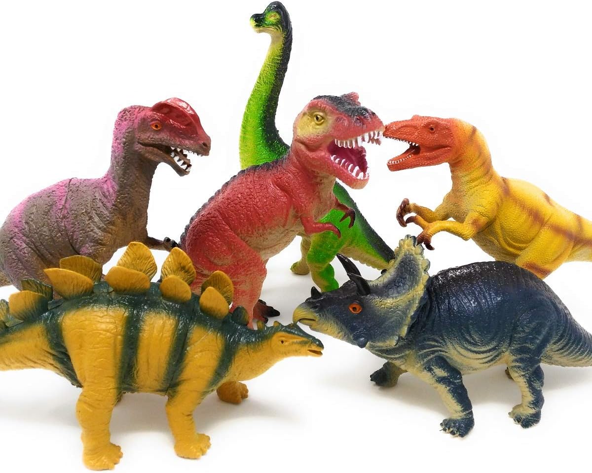 Amazon リアル 恐竜 ソフビ人形 全6種 セット ソフビ フィギュア 人形 ティラノサウルス ステゴサウルス トリケラトプス ブラキオサウルス ディノニクス ディロフォサウルス ソフビ人形 おもちゃ