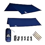 OAV Hammock Tarp Waterproof Rain Fly: 40D Ripstop Real Nylon, Lightweight, Includes Stakes & Ropes Attached to Tarp, Use for Shelter or Sunshade, 10' - Durable, Easy Set Up!