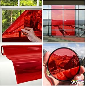 VViViD Transparent Colorful Vinyl Window Tinting Sheets (1.49ft x 5ft, Red)