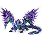 critigulf 18" Large Articulated Giant Crystal Dragon,Toothless Style(Blue Green Purple)