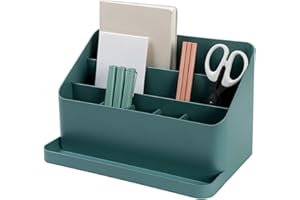 BLUE GINKGO Desk Organizer – Korean-Made Office Storage for Pens, Notes, Mail, and Supplies (Green)
