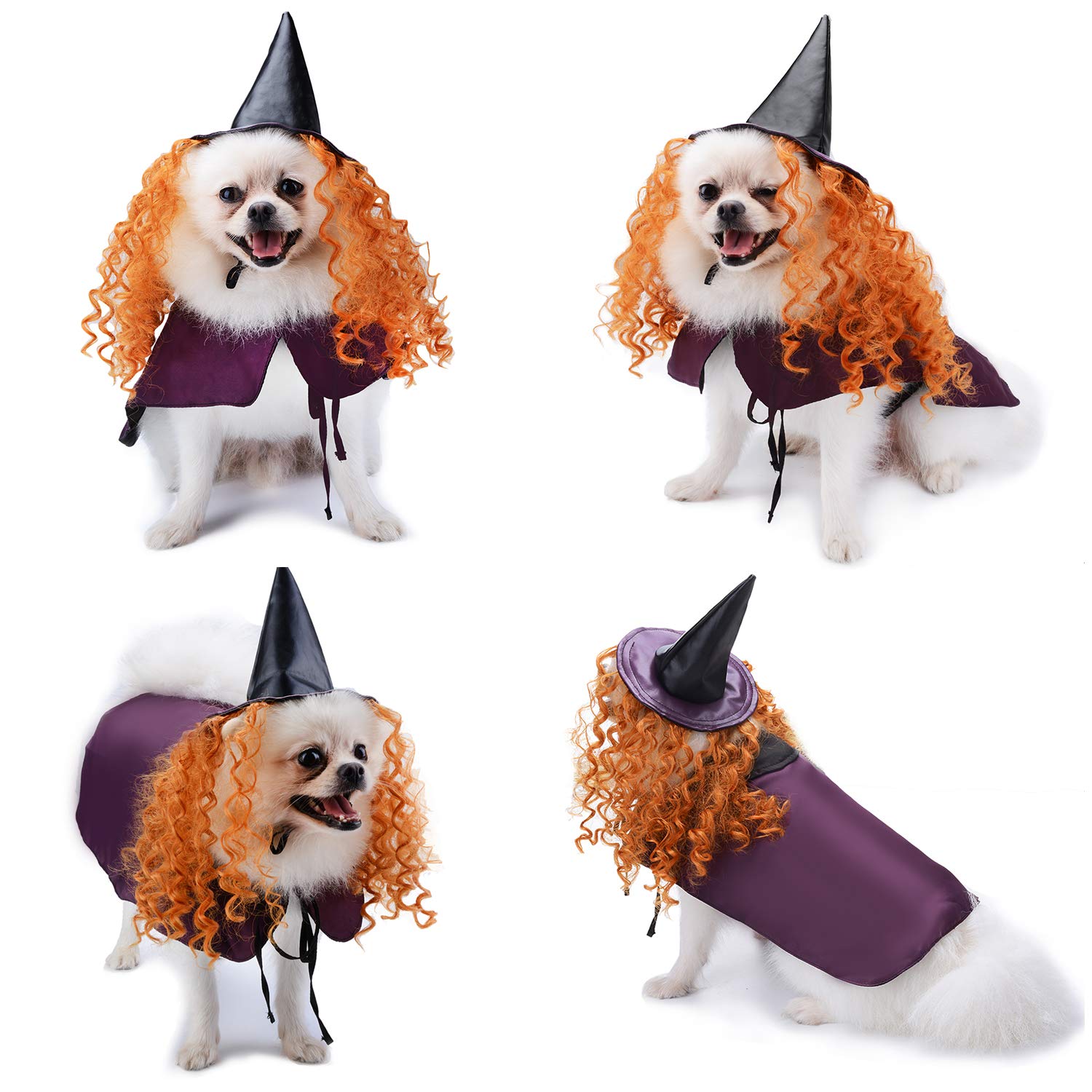 Legendog Halloween Costumes for Dogs, Dog Halloween Costumes, Funny Cat Dog Cape, Dog Wizard Cape and Dog Hat With Wig Pet Costume Set