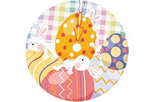 DORKEIXIA Easter Bunny Eggs Plaid Colorful 36 Inch Christmas Tree Skirt Round Winter Snow Suitable for Christmas Xmas Halloween Holiday Party Decor Decoration Occasion