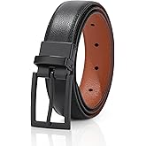AWAYTR Boys Genuine Leather Belt - Reversible Black and Brown Leather Belt for Kids Casual Jeans