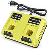 Dual Charging Port P117 Quick Charger (Multi-Chemistry) for Ryobi 12V-18V ONE+ NiCd/NiMh/Lithium Tools Battery Charging Station fit P100 P102 P103 P105 P107 P108 P122 P189 P191 P197