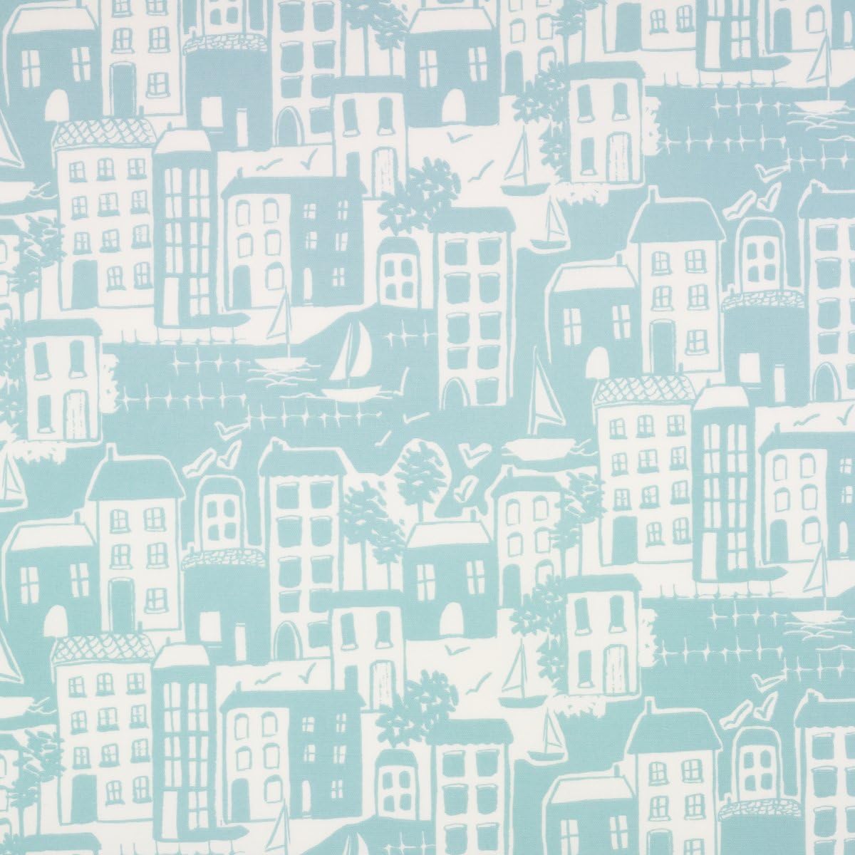 Duck Egg Nautical Seaside Scene Oilcloth Wipe Clean Tablecloth 100cm (39") Round
