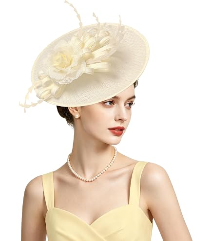YOLAI Women Church Derby Hat Wide Brim Bow Bucket Hat  display picture 2