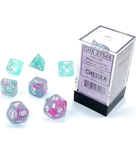 Chessex: Set de 7 dados Nebula - Wisteria/White Luminary