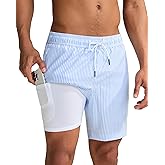 maamgic 2 in 1 Mens Swim Trunks 7 Inch Swim Shorts Swim Suits Board Shorts