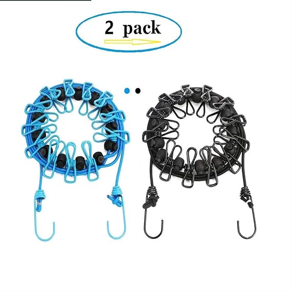 Funmo - Tendedero portátil de 2 Paquetes con 12 Pinzas para la Ropa