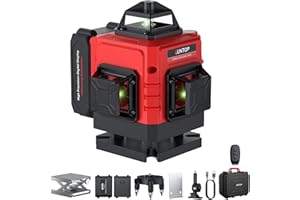 XUNTOP 16 Line 4 X 360° Laser Level (Class 2 Laser, 1mW Power Output) 30M/98Ft Self-Leveling & Remote Control Green Cross Lin
