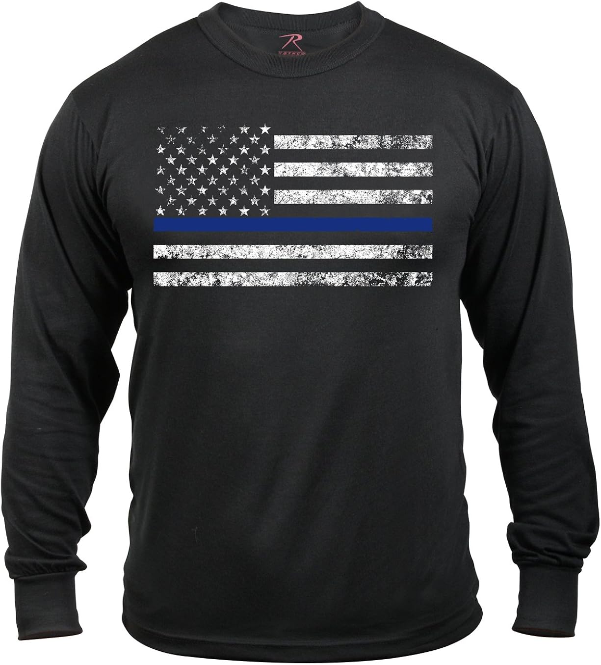 Rothco Long Sleeve Thin Blue Line T-Shirt: Clothing