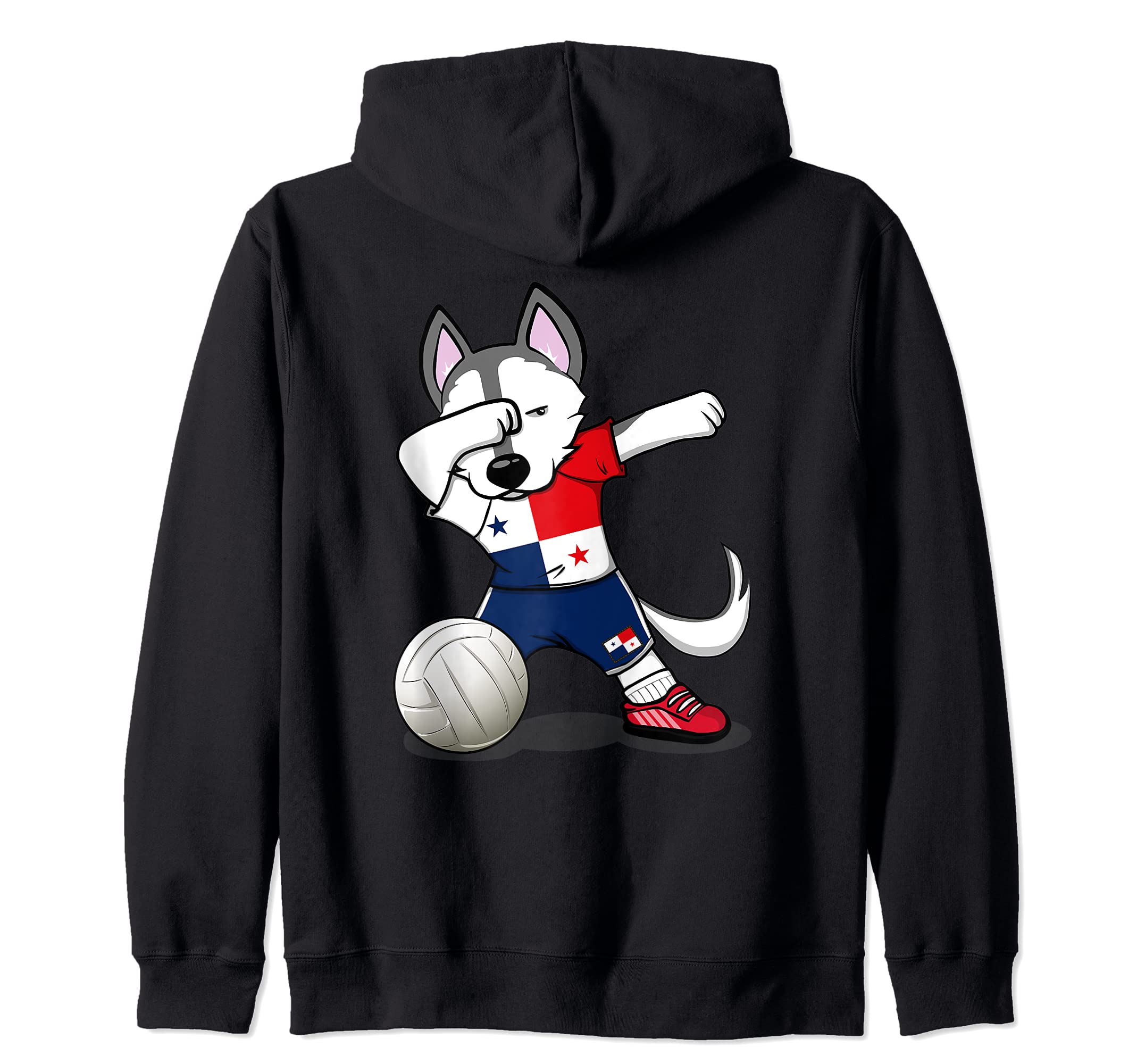 Dabbing Husky Panama Volleyball Fans Jersey Panamanian Flag Zip Hoodie