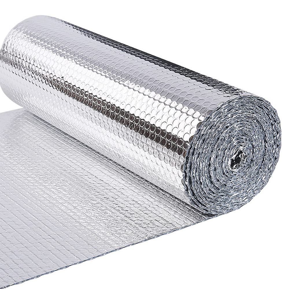 VOUNOT® Insulation Roll Radiator Foil 10m x 60cm x 3mm, Double Aluminum Bubble Heat Thermal Reflector Panels