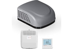 KINGRVER RV AC Unit 15000 BTU Non-Ducted Rooftop Air Conditioner with Heat Strip, 2-in-1 Heating and Cooling Mode, With Air Distribution Box(Gray)