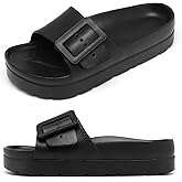 Haifago Women's Platform Sandals with Arch Support, Summer Beach Slides Adjustable Buckle Comfortable Lightweight EVA Slip on Slide