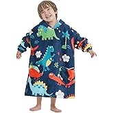 Mewkou Wearable Blanket Hoodie for Kids Oversized Sherpa Blanket Hoodie for Kids Boys Girls Toddler 2-6YR,Dino