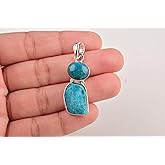 GEMSLOGY Natural Chrysocolla Pendant | Real Blue Green Healing Crystal Jewelry | Handmade Boho Charm for Women | Energy Stone Necklace for Chakra Balancing, Meditation & Spiritual Growth