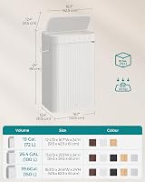 SONGMICS Bamboo Laundry Hamper with Lid 72 L Removable Liner Cloud White view 5