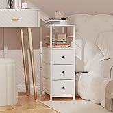YBING Narrow Storage Cabinet with Drawers, Narrow Dresser, Small Fabric Storage, Slim Dresser for Bedroom, Small Spaces, Laundry, Closet, Bathroom, White