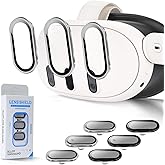 veoyya 2 Pack Camera Lens Protector for Oculus Meta Quest 3 Accessories, Alloy Frame, 9H Hardness Tempered Glass, Anti-Scratch, High Definition, Case Friendly, Silver+Black