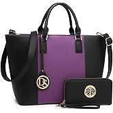 Dasein Satchel Purse Handbag for Women Large Shoulder Work Tote Bag With Matching Wallet