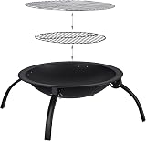 Relaxdays XL Fire Pit 56.5cm with Grate, Poker, Spark Screen & Bag view 5