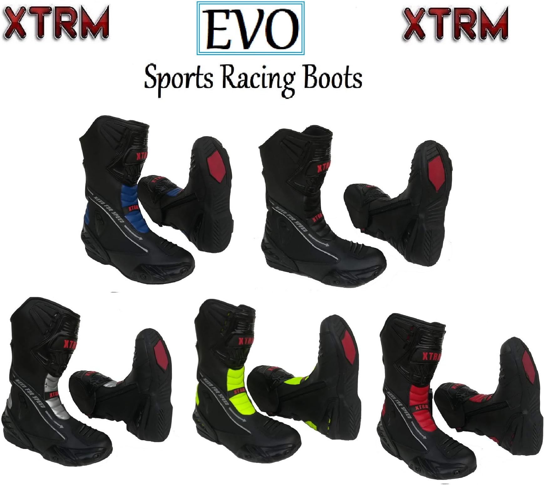 XTRM EVO ADULT SEMI SPORTS MOTORCYCLE BOOTS New 2019 Motorbike Scooter Biker Rider On Road Racing Touring Men & Women Heavy-Duty Armour Protection Leather Boots