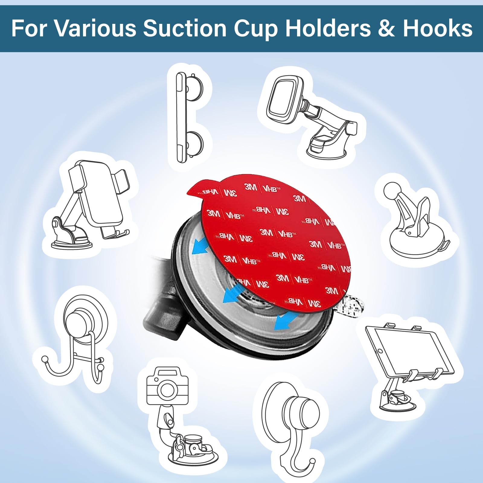 volport Sticky Adhesive Replacement for Dashboard Suction Cup Mount, 80mm (3.15