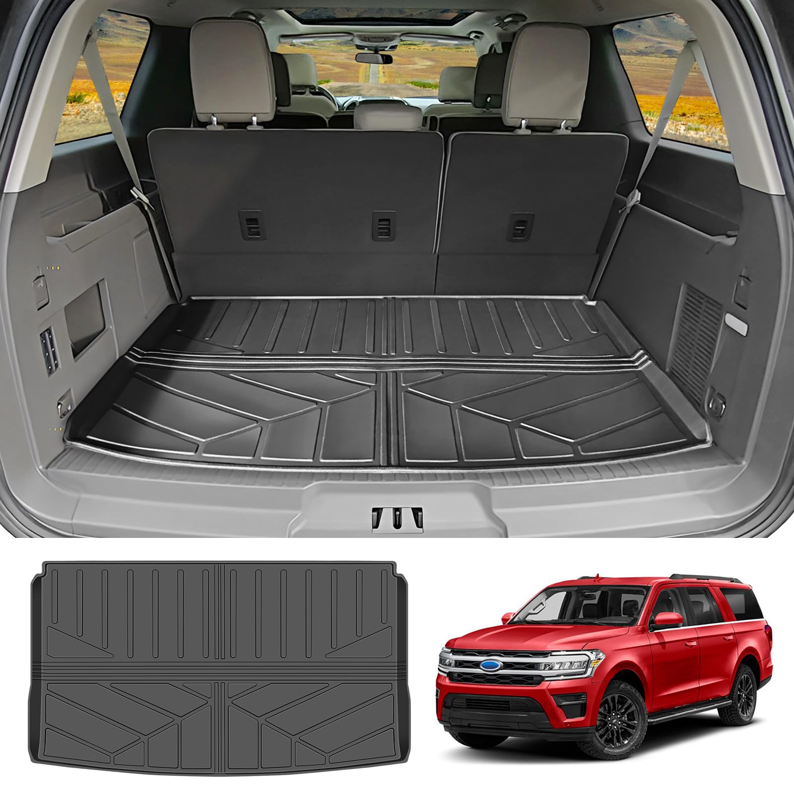 Photo 1 of JTYZSM Rear Cargo Mat for 2018-2024 Ford Expedition Max/Lincoln Navigator L Trunk Mat All Weather Cargo Liner for 18-24 Ford Expedition Max/Lincoln Navigator L Accessories