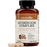 NatureWise Mushroom Complex - with Organic Lion's Mane + Reishi & Cordyceps Sinensis - Lions Mane Supplement with Organic Mushrooms - Vegan - Non-GMO - USA Manufactured - 90 Capsules[30-Day Supply]