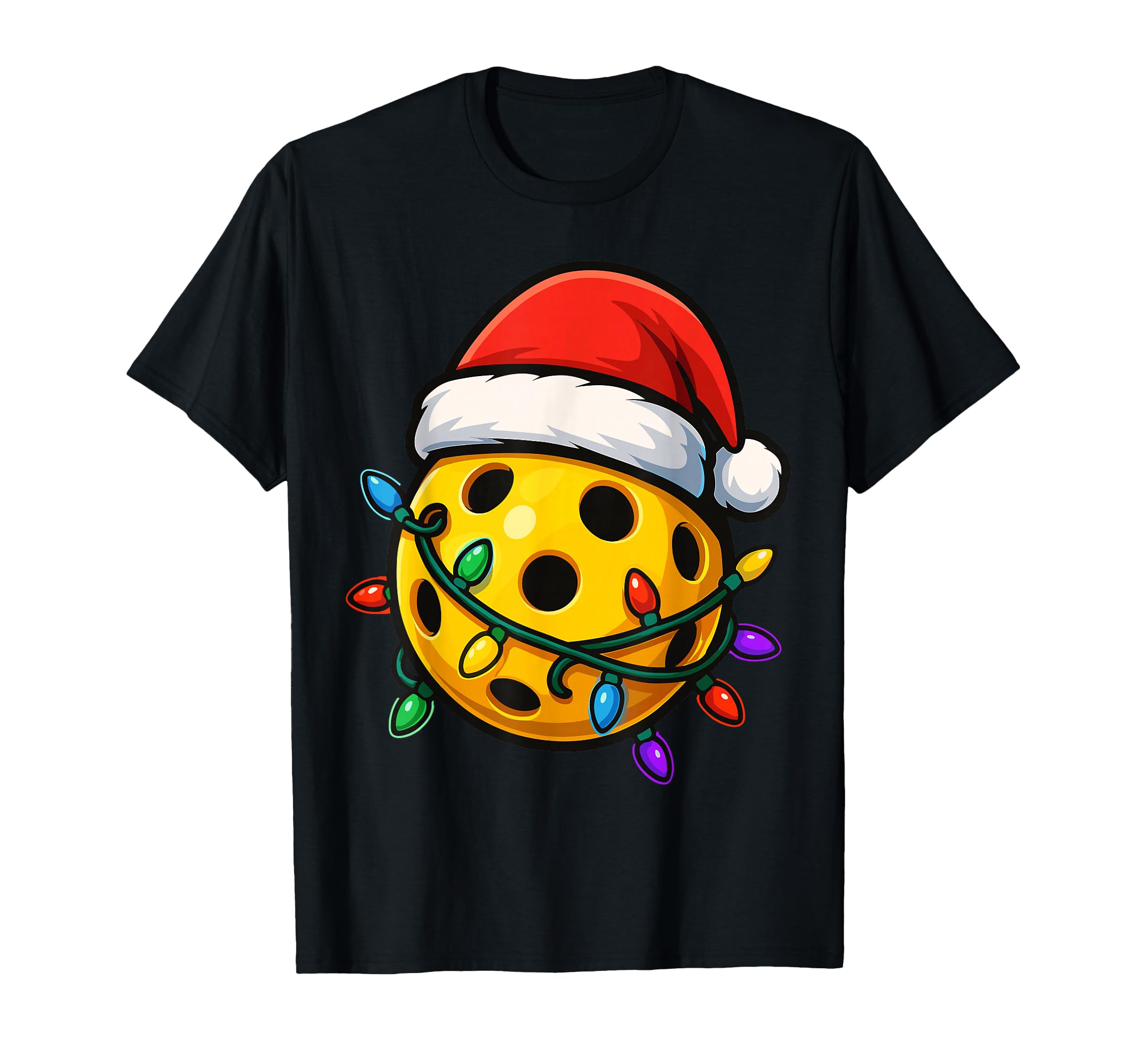 Photo 1 of Christmas Pickleball Ball Santa Lights Holiday T-Shirt