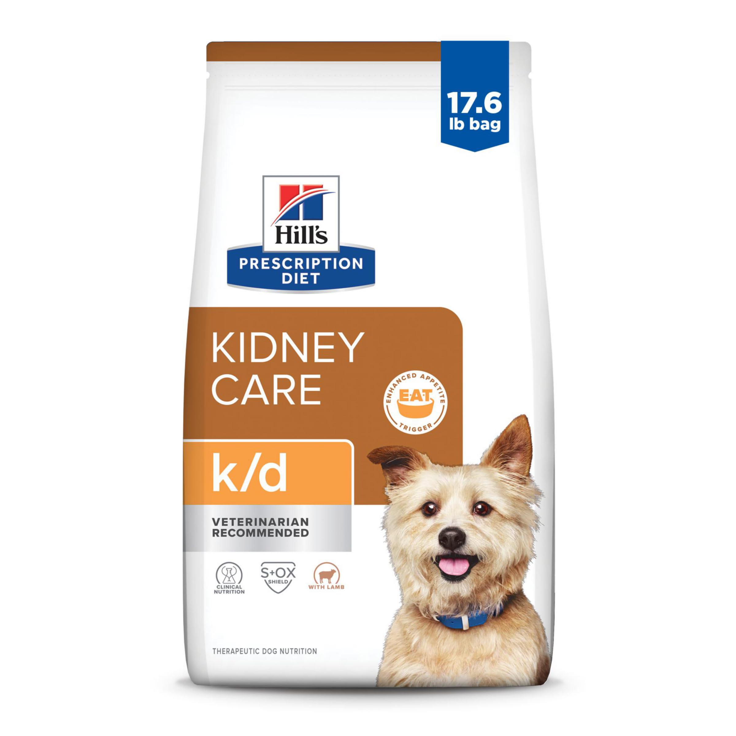 Photo 1 of Hill's Prescription Diet k/d Kidney Care with Lamb Dry Dog Food, Veterinary Diet, 17.6 lb. Bag (Packaging May Vary)