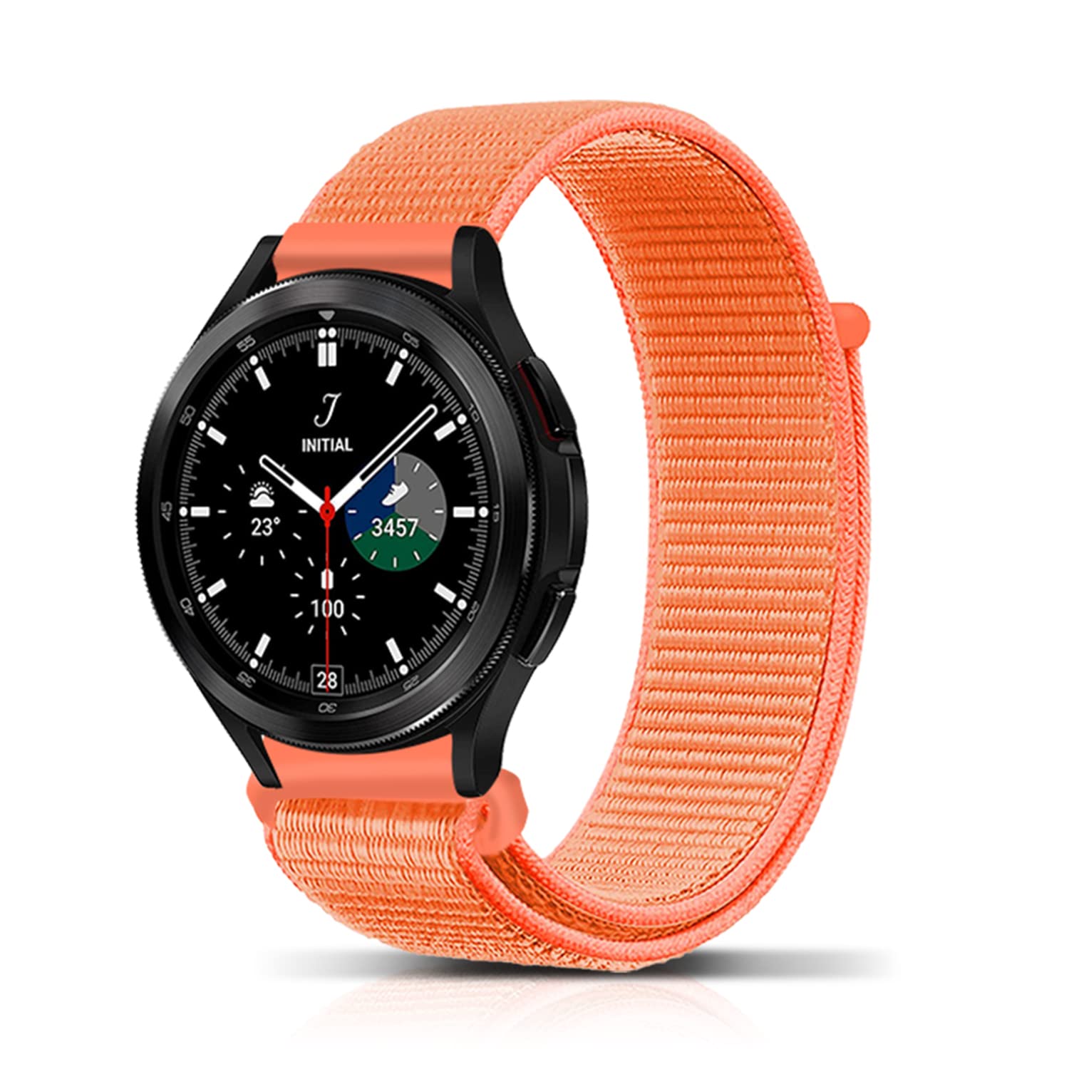 PaceBid 20mm Strap Compatible with Samsung Galaxy Watch 7/6/5/4 (40mm 44mm)/FE/6 Classic (43mm 47mm)/5 Pro 45mm, Soft and Lightweight Nylon Watch Strap for Samsung Galaxy Watch 42mm (Orange)