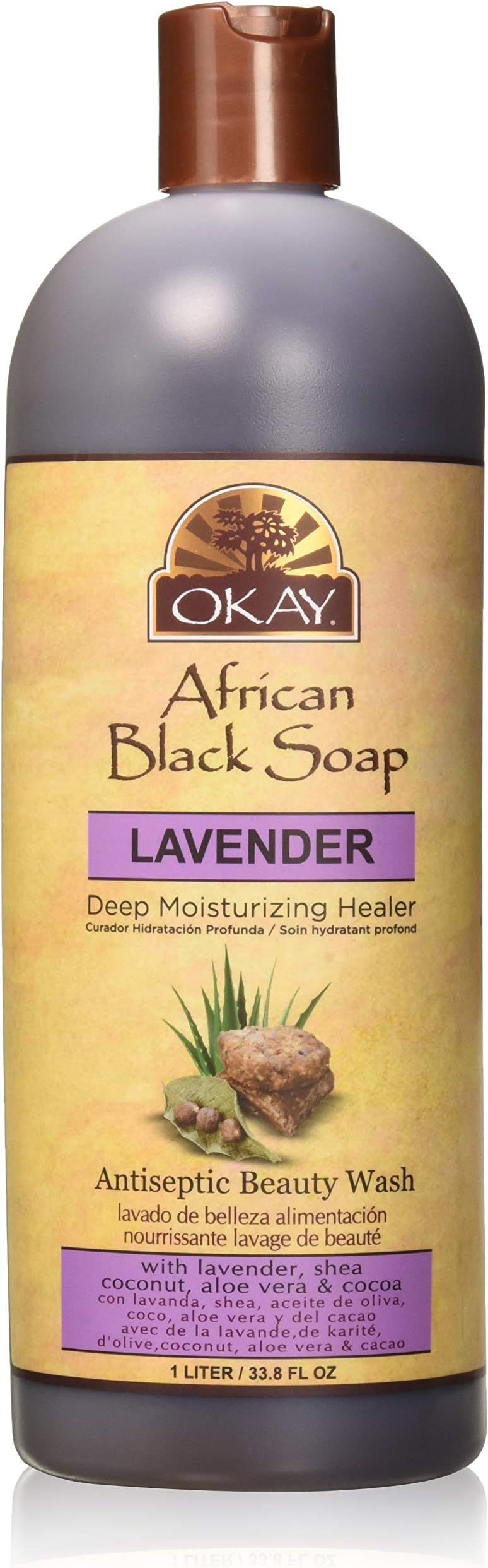 AFRICAN BLACK SOAP LIQUID WITH LAVENDER For Cleansing&Treating Skin Conditions Helps Achieve Beautiful,Healthier Looking Skin Sulfate,Silicone,Paraben Free For All Skin Types Made in USA 33oz