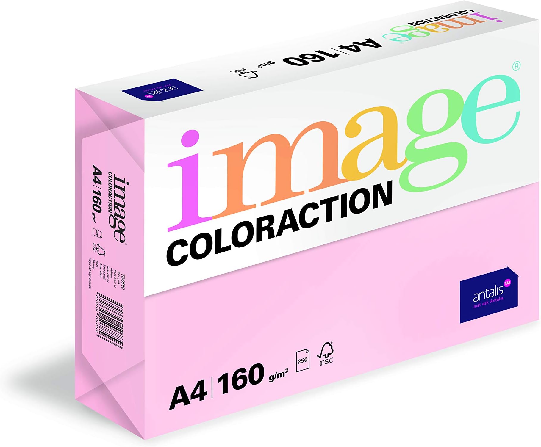 Image Coloraction 160 gsm Card Paper 250 Sheets A4 Pale Pink Suitable for Copiers and Printers