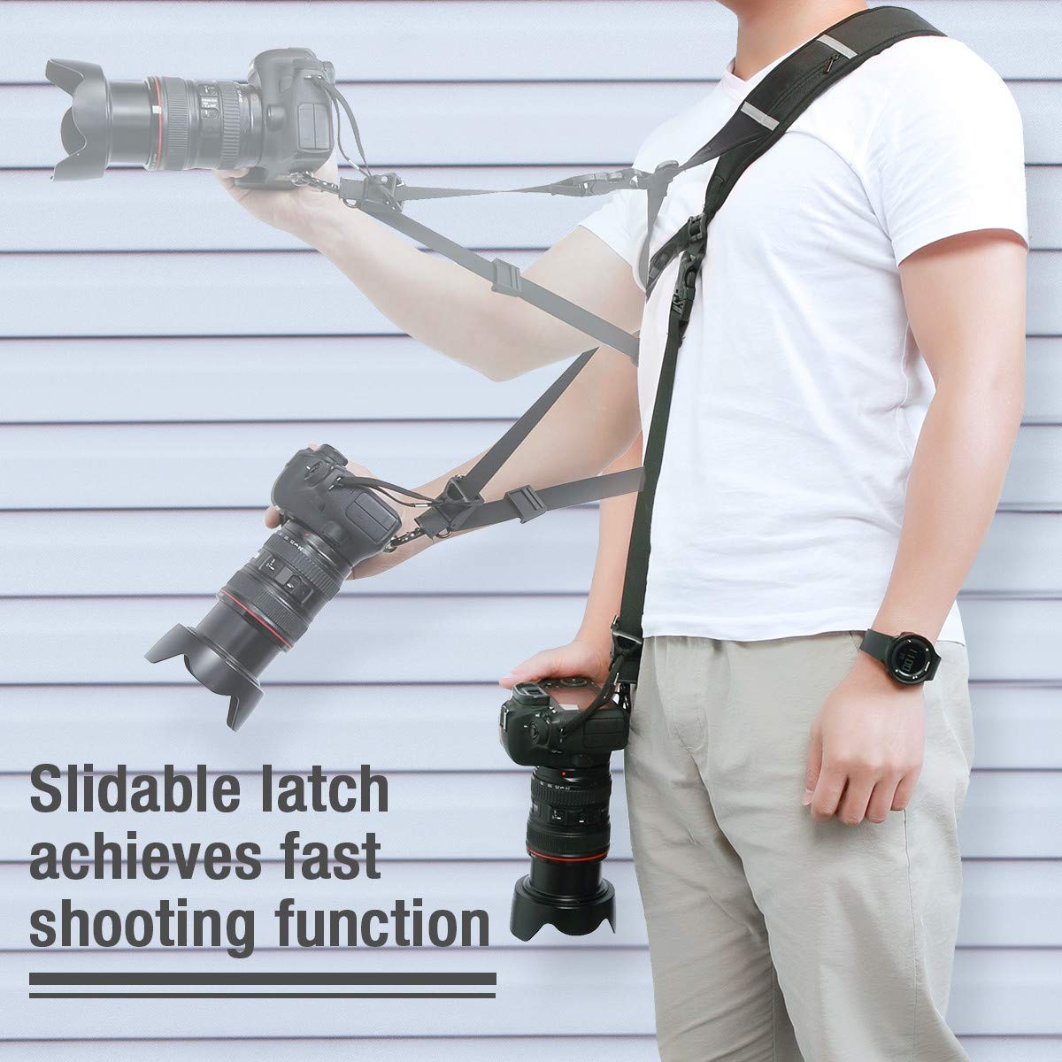 Powerextra Camera Shoulder Neck Strap with Quick Release and Safety Tether Compatible with Canon Nikon Sony Olympus Pentax, fujifilm, Panasonic Canon SLR DSLR
