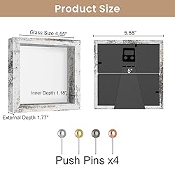 Califortree 5x5 Small Shadow Box Picture Frame with