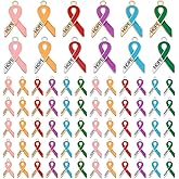 PH PandaHall 72pcs 12 Colors Breast Cancer Awareness Charms, Colorful Ribbon Charms for Bracelet Making with Word Hope Awareness Ribbon Charm for Bracelet Necklace Jewelry Making Crafts