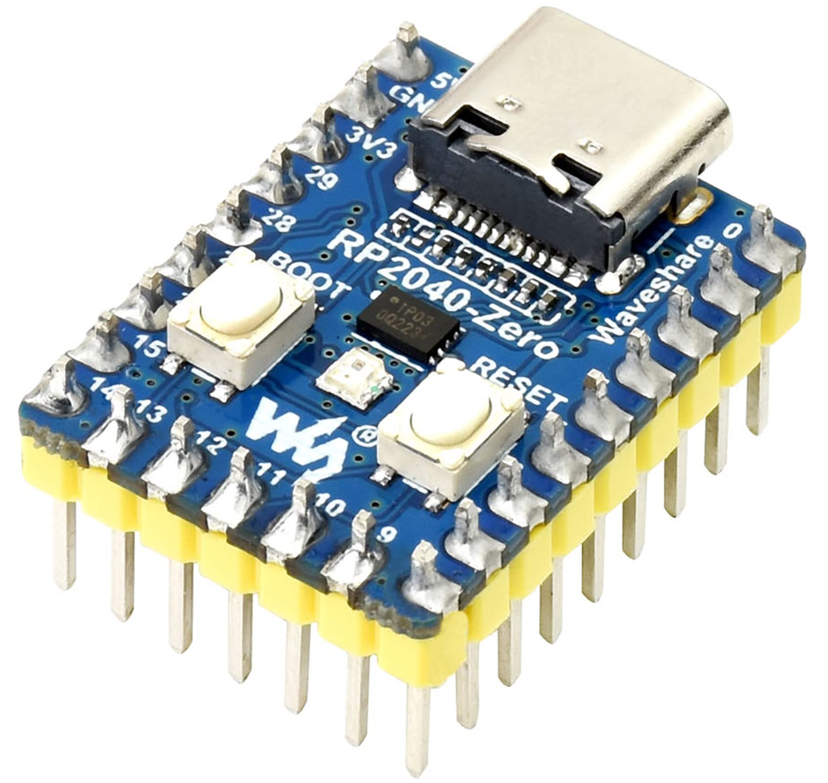 Waveshare RP2040-Zero MCU Board Based on Raspberry Pi RP2040, with Pre-soldered Header, Dual-core Arm Cortex M0+ Processor, Flexible Clock Running up to 133 MHz, Onboard 2MB Flash, USB-C Connector — image 1