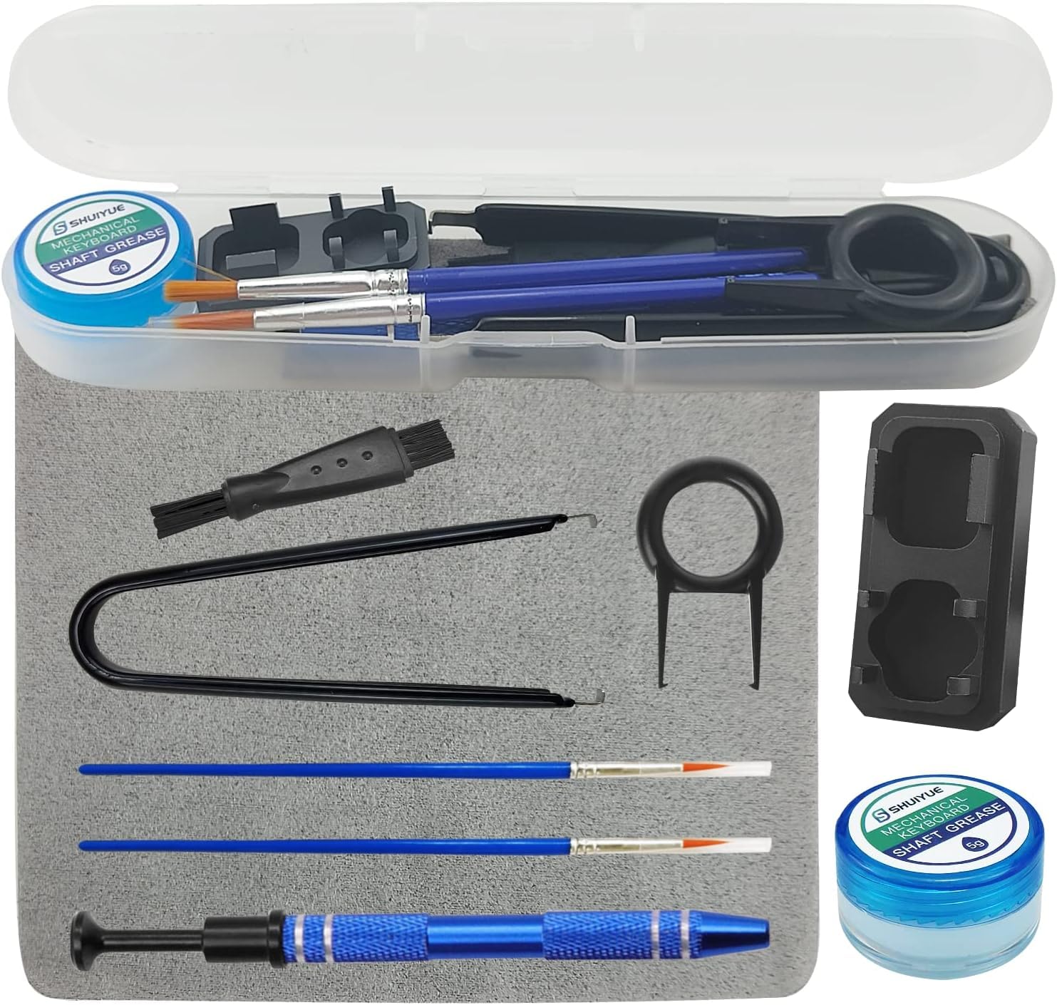 10 Pcs Keyboard Lube Kit with Switch Opener/Switch lube 5g /Switch Puller/Transparent Box for DIY Kailh/Cherry Mechanical Keycap Keyboard Switches