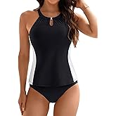 BMJL Womens Tankini Bathing Suits Two Piece Swimsuits Modest High Waisted Bikini Set Sporty Slimming Swimwear