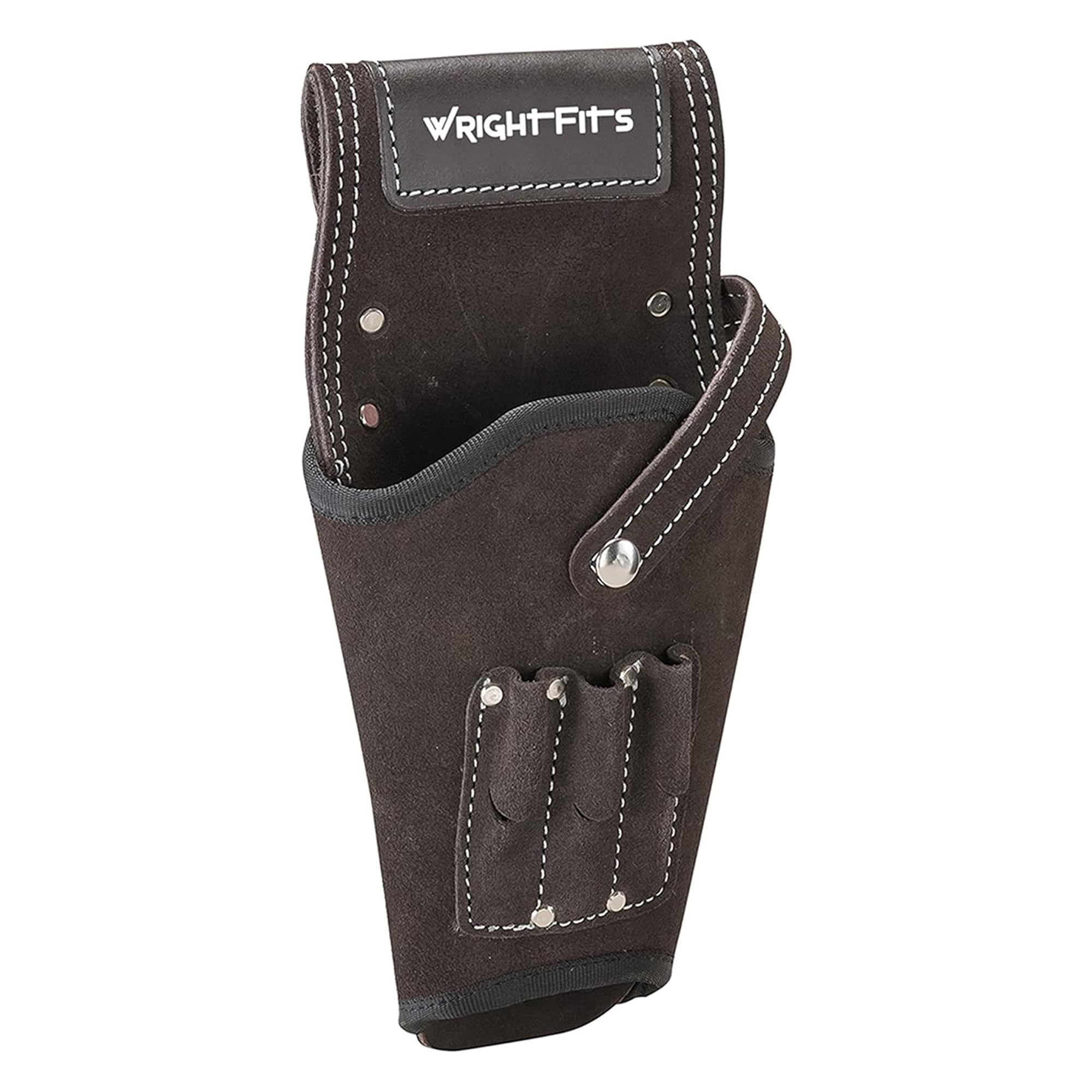 Leather Drill Holster Pouch – Heavy-Duty Cowhide Drill Holder for Belt with Multi Pockets for Drill Bits & Accessories, Tool Pouch for Carpenters, Builders & Electricians