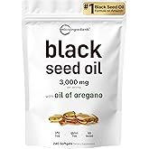 Micro Ingredients Black Seed Oil Softgels, 3,000mg, 240 Count | 2-in-1 Formula with Oil of Oregano, Carvacrol & Thymoquinone | Plant Based, Non-GMO