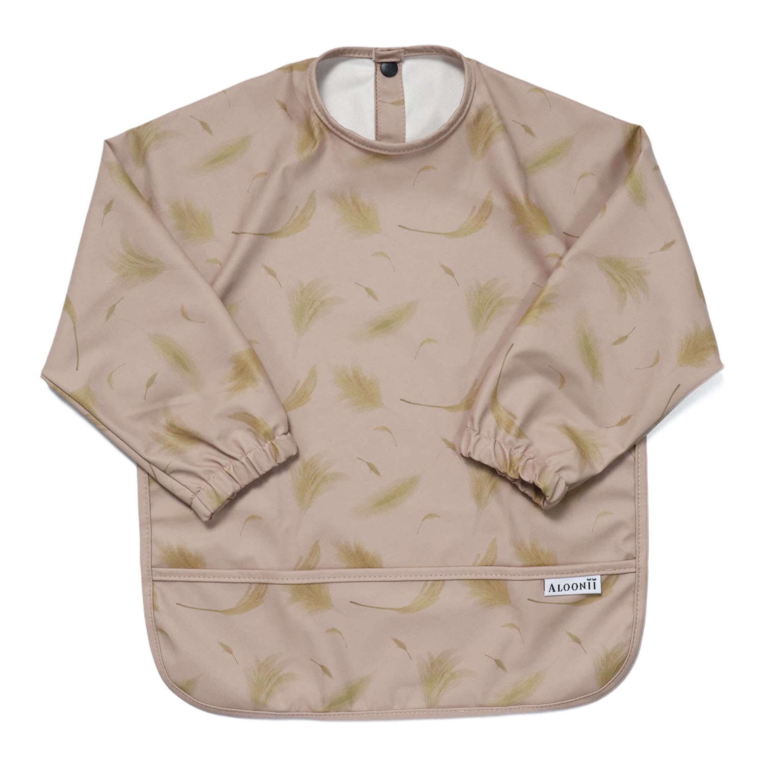 Aloonii Long Sleeve Waterproof Apron Bib for Babies and Toddlers Multi Use Bib for Weaning, Painting, Baking & Messy Play (Medium, Soft Pampas)