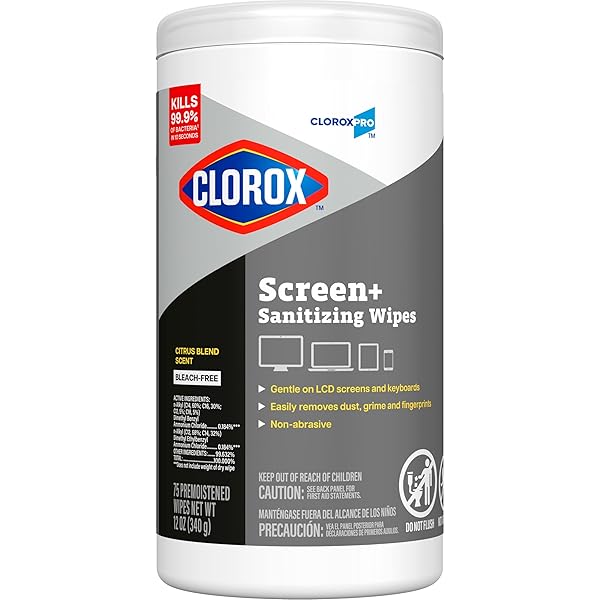 CLOROXPRO CLOROX SCREEN+ SANITIZING WIPES, BLEACH FREE CLEANING...
