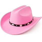 Jastore Kids Cowboy Hat for Girls Boys Western Cowgirl Hat with Buckle Belt Toddler Unisex Wide Brim Fedora Hat