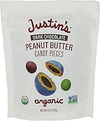 Justin's Dark Chocolate Peanut Butter Candy Pieces - 4.5oz bag | Organic, Gluten Free, Non-GMO, Responsibly Source, Rainfores