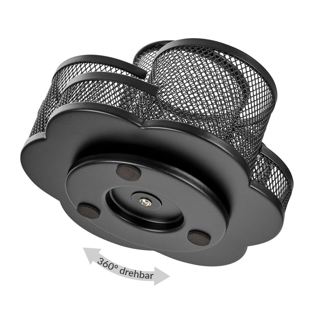 Rotating Desk Organiser in Black – High Quality and Large Round Metal Elegant Desk Organizer Pen Holder with Pen Holder, Office Organiser in Modern Design